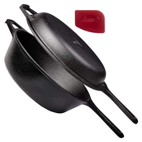 Cuisinel Cast Iron Skillet + Lid - 2-in-1 Dutch Oven