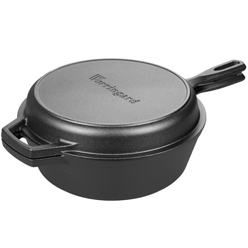 VORRINGARD Pre-seasoned Cast Iron Double Dutch Oven with...
