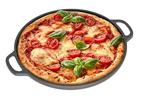 Chef Pomodoro Cast Iron Pizza Pan, Pre-Seasoned for...