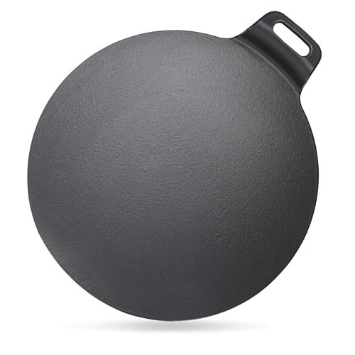 KEESHA 13 Inch Large Cast Iron Tawa and Pizza Pan