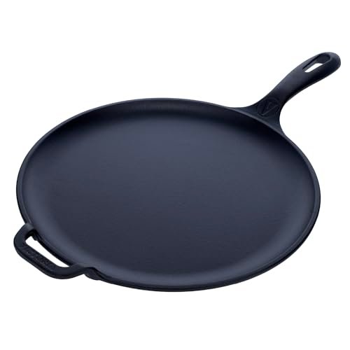 Victoria 12-Inch Cast Iron Comal Pizza Pan with Dual...