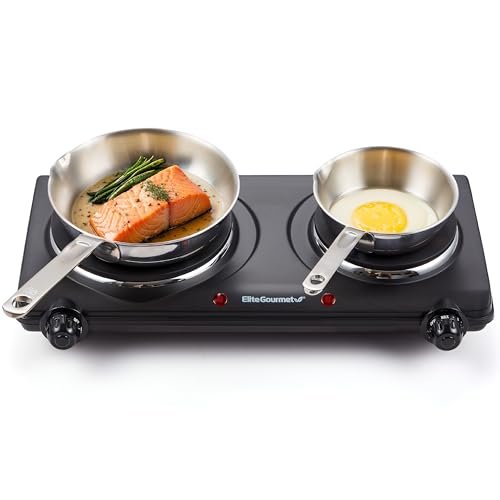 Elite Gourmet EDB-302BF# Countertop Double Cast Iron...