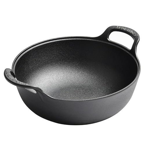 VONOTO 9 inch Cast Iron Wok with Grill and Oven