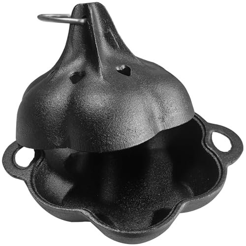 BCYUOPT Pre-Seasoned Cast Iron Smoker & Garlic Roaster with...
