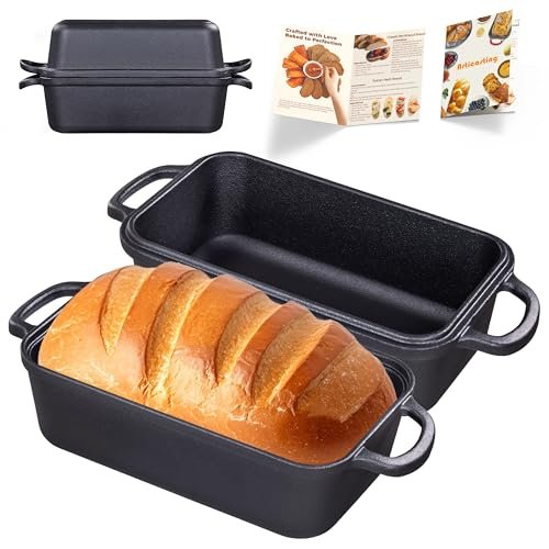 Articasting Cast Iron Loaf Pan with Lid for Homemade Bread