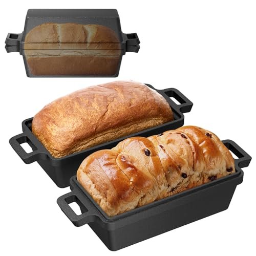Heimekite 9×5 Inch Cast Iron Loaf Pan with Lid Set
