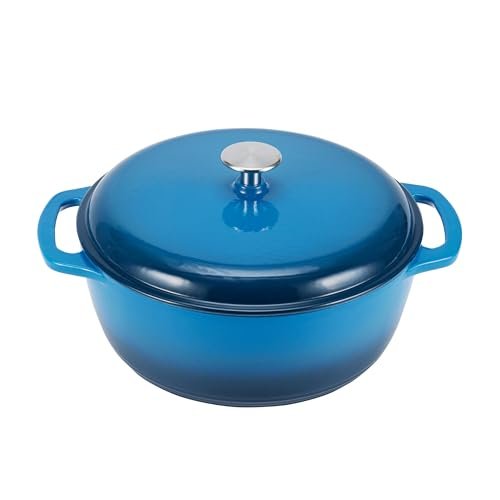 Amazon Basics Enameled Cast Iron Dutch Oven, 6-Quart Blue
