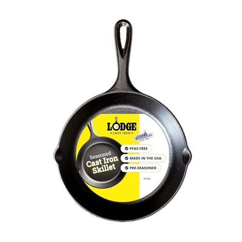 Lodge Seasoned Cast Iron Skillet - PFAS-Free, 8-Inch...