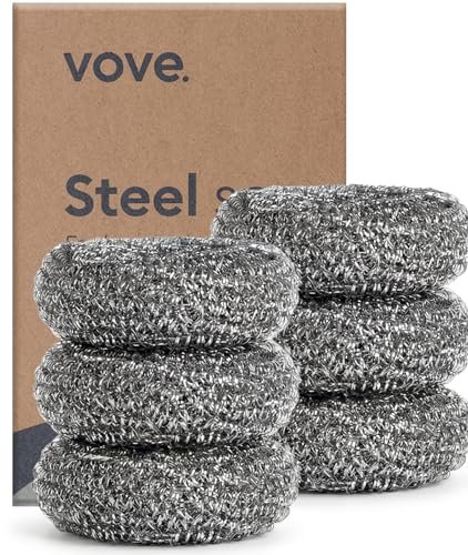 Vove Stainless Steel Scouring Pads 6-Pack – Rust-Free...