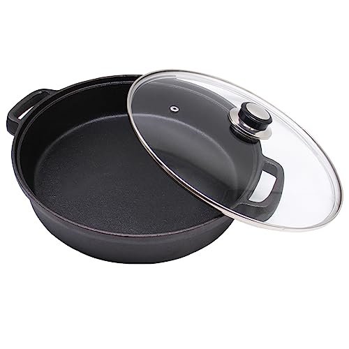 Opexscal Cast Iron Skillet with Tempered Glass Lid