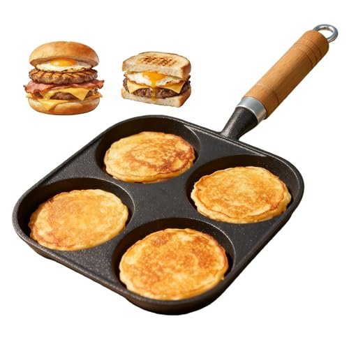 Cast Iron 4-Cup Egg Pan, Small Omelette Pan for All