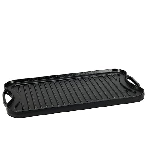 Amazon Basics Pre-Seasoned Cast Iron Reversible Rectangular...