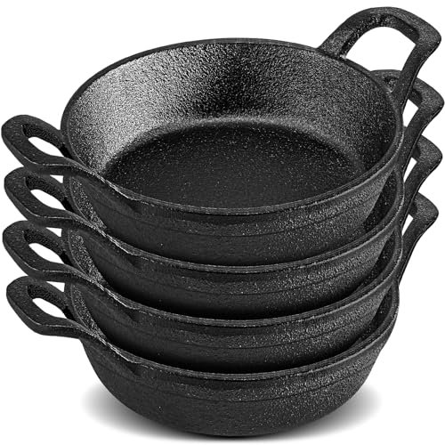 Bgtecho 4Pack Mini Cast Iron Skillets, 6.3 Inch Black Frying