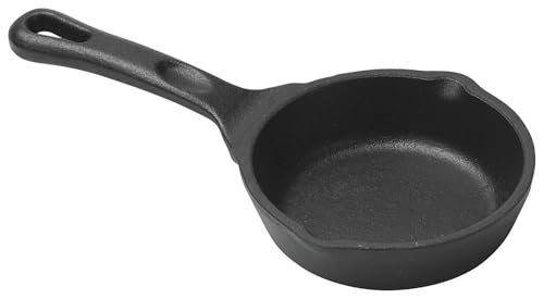 Winco Mini Cast Iron, Induction Skillet, Round, Black Enamel