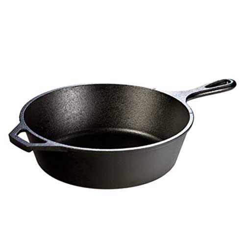 Lodge 3 Quart Pre-Seasoned Cast Iron Deep Skillet with...