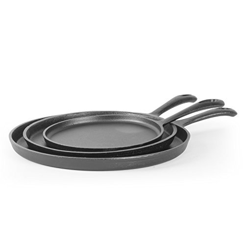 Commercial CHEF 3-Piece Cast Iron Griddle Set, for All...