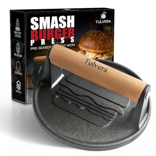 Tulvera Smash Burger Press | Cast Iron Hamburger Smasher...