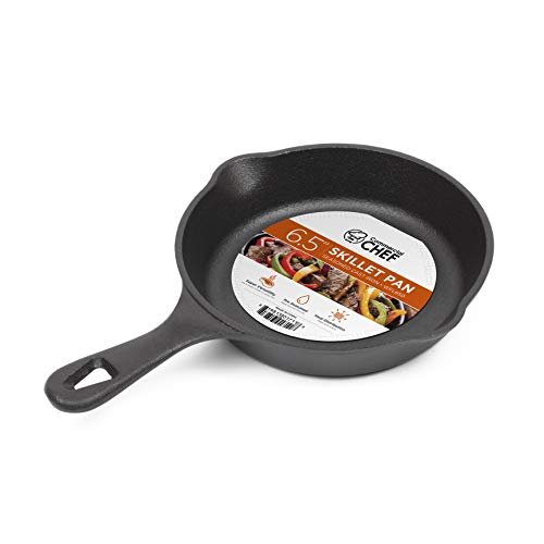 Commercial CHEF 6.5-Inch Cast Iron Skillet Pan,...