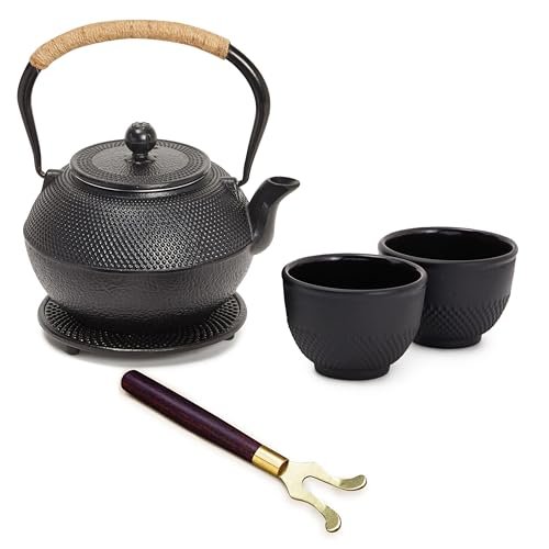 Juvale Cast Iron Teapot - 1200 mL, Black Stovetop Kettle