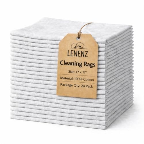 Lenenz 24 Pack New Lint Free Rags,100% Cotton Cleaning...