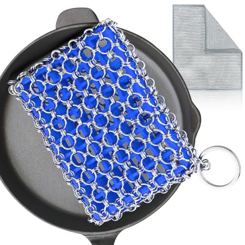 Cast Iron Scrubber with Bamboo Fiber Cloth and Pan Scraper