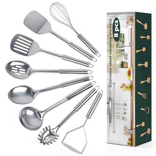 8 Pcs Cooking Utensils Set, Stainless Steel Kitchen Tool...