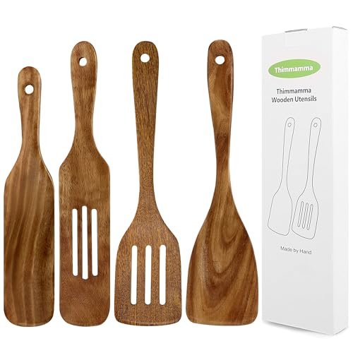 Wooden Spatula, Heat Resistant Cooking Wood Spatulas for...