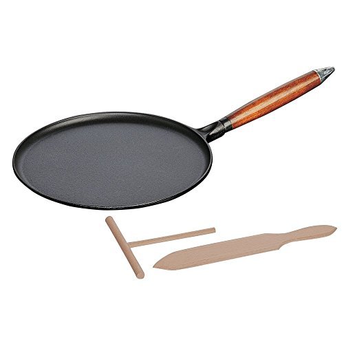 Staub Cast Iron 11-inch Crepe Pan with Spreader & Spatula