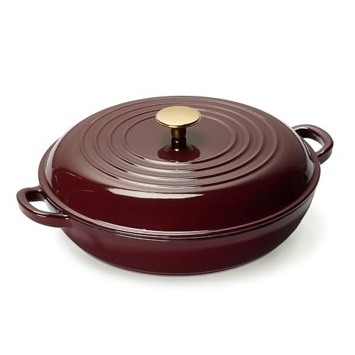CAROTE 3.4QT Enameled Cast Iron Braiser Pan, a Versatile...