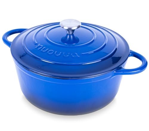 Nuovva Enamelled Cast Iron Dutch Oven Pot, 6.4-Quart Dark...