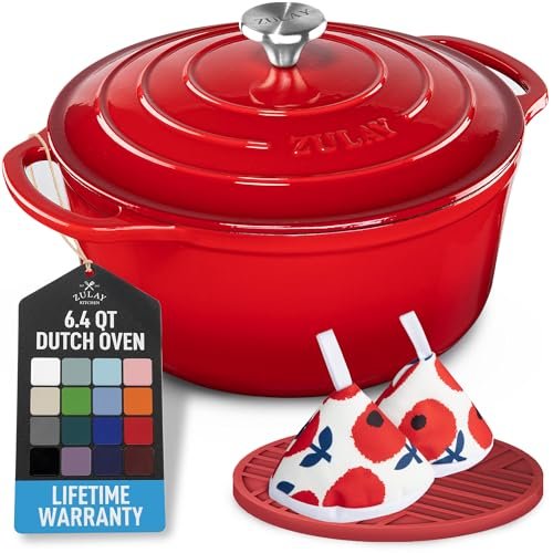 Zulay Kitchen 6.4QT Enameled Cast Iron Dutch Oven with Lid