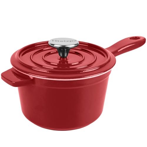 Enameled Cast Iron Sauce Pan with Lid, 1.7-Quart Dutch Oven