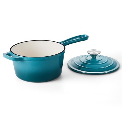 Onader 1QT Saucepan with Lid, Enameled Cast Iron Pot