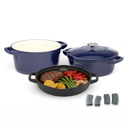 NATIVO 5 pc Stackable Cast Iron Cookware Set in Midnight