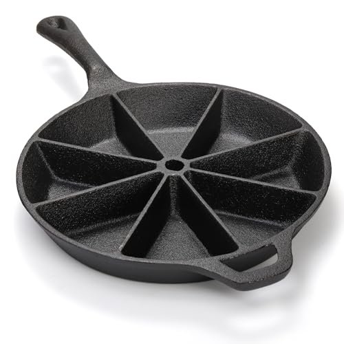 WUWEOT Cast Iron Wedge Pan, Round Corn Bread Skillet
