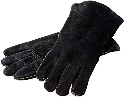 Lodge 18 Inch Leather Outdoor Cooking Gloves in Black