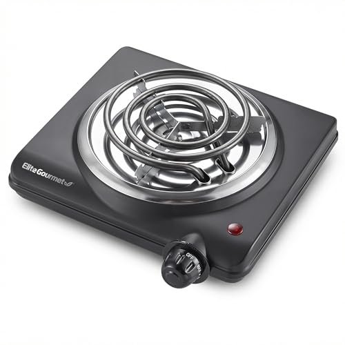 Elite Gourmet ESB100B Countertop Single Coiled Burner...