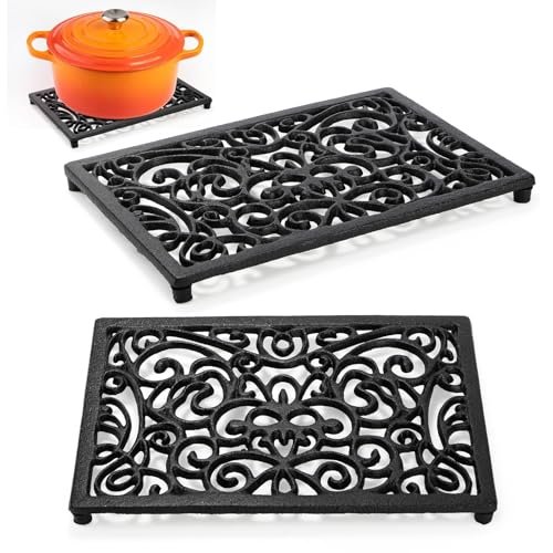 Yopay 2 Pack Cast Iron Trivet for Hot Pots and