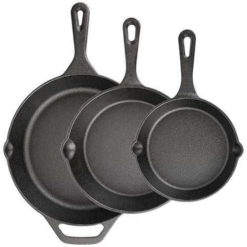 Cast Iron Skillet 3-Piece Set, 6