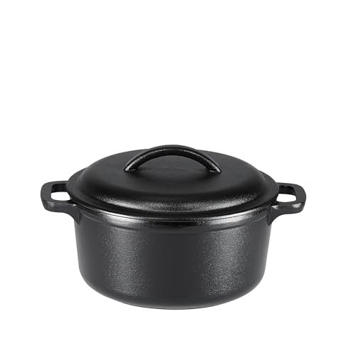 Amazon Basics Pre-Seasoned Cast Iron Mini Dutch Oven with...