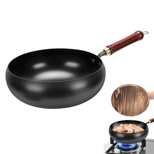 Gugxiom Suntuup Japanese Iron Pan, 28cm Cast Iron Wok with