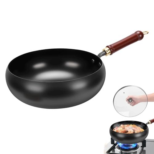 Gugxiom Suntuup Japanese Iron Pan, 28cm Cast Iron Wok with