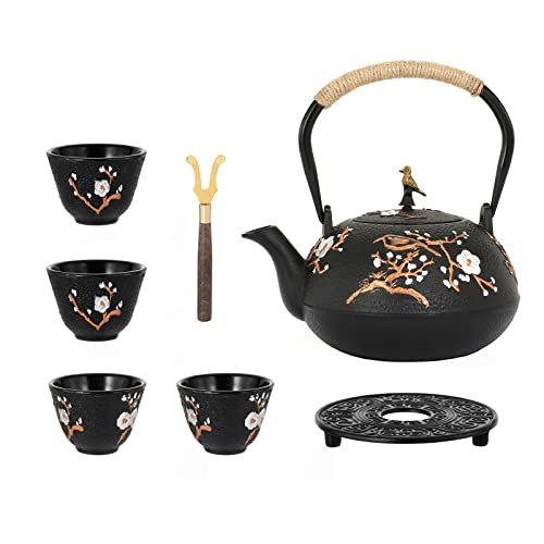 Dyna-Living Cast Iron Teapot 1200ml/40.6oz Japanese Tea Set...