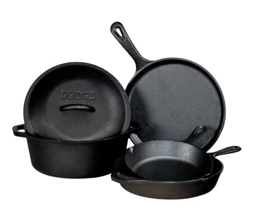 Lodge Cast Iron Set - Pre-Seasoned Kitchen Skillets,...