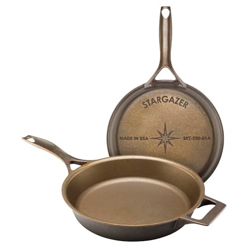 Stargazer 12-Inch Cast Iron Skillet | Made in USA, Seasoned