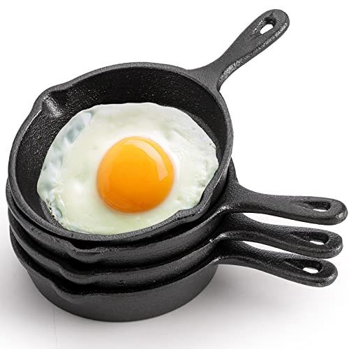 Hiceeden 4 Pack Mini Cast Iron Skillet, Stove and Oven