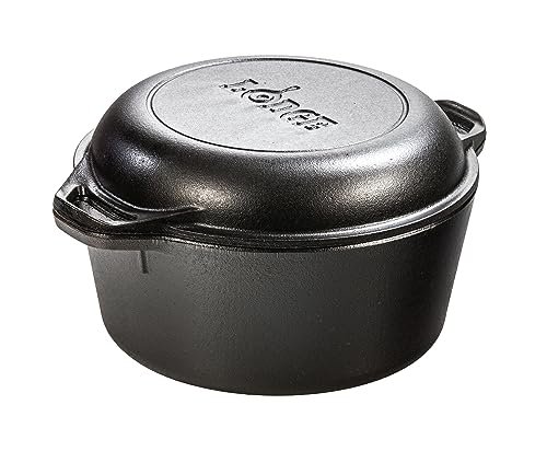 Lodge Cast Iron Double Dutch Oven - 5 Quart Pot