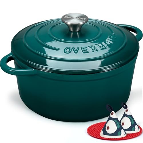 Overmont Enameled Cast Iron Dutch Oven - 5.5QT Pot &