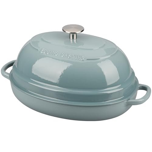 EDGING CASTING Enameled Oval Cast Iron Dutch Oven with Lid