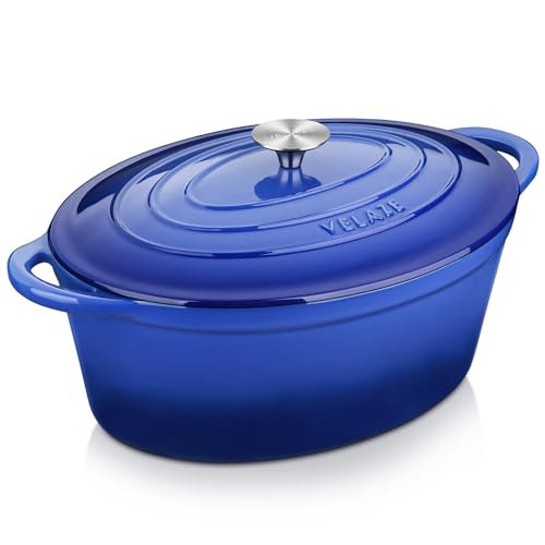 Velaze 7.5 QT Enameled Oval Dutch Oven with Lid